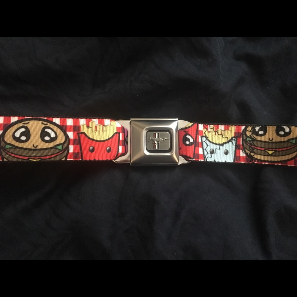 Buckle-Down Seatbelt Belt burger and fries print